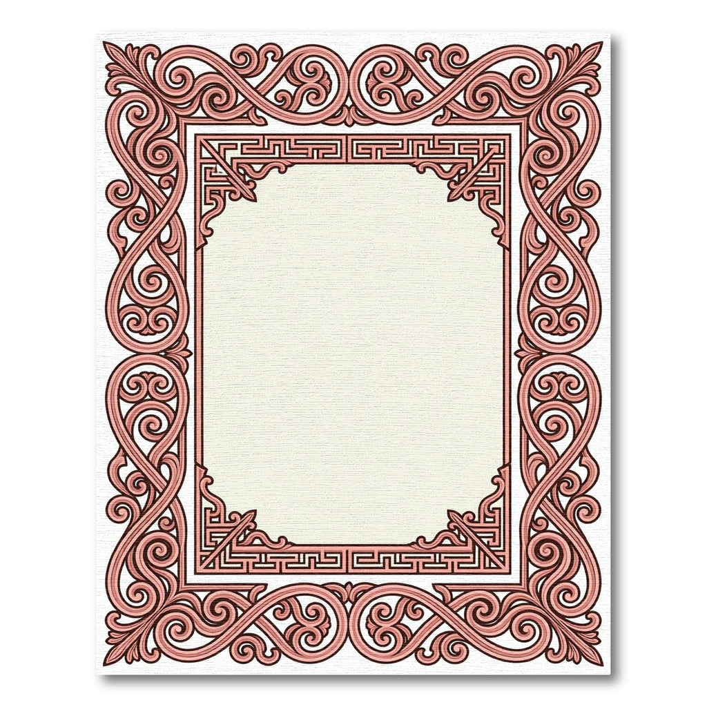 Rose Gold Swirl Border Frame Rug