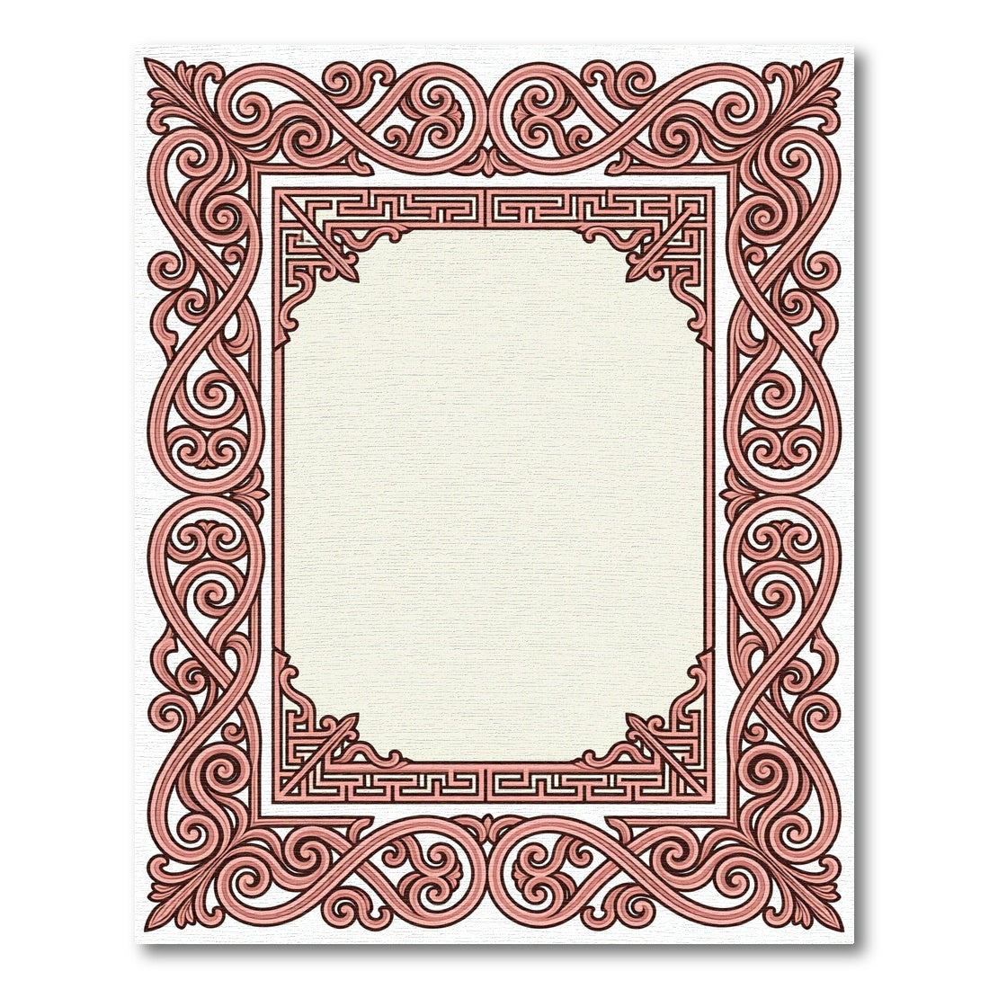 Rose Gold Swirl Border Frame Rug