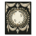 Neoclassical Olive Wreath Cream Black Medallion Rug