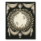 Neoclassical Olive Wreath Cream Black Medallion Rug