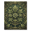 Elegant Emerald Rose Baroque Foliage Rug