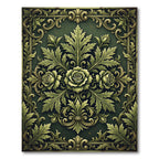 Elegant Emerald Rose Baroque Foliage Rug