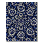 Midnight Blue Fractal Spiral Floral Mandala Rug