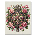 Elegant Blush Rose Floral Medallion Accent Rug