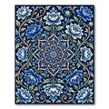 Deep Blue Floral Medallion Scrollwork Rug