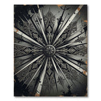 Monochromatic Gothic Starburst Filigree Medallion Rug