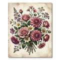 Vintage Dusty Rose Floral Bouquet Rug