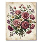 Vintage Dusty Rose Floral Bouquet Rug