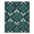 Teal Geometric Mandala Diamond Lattice Rug
