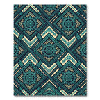 Teal Geometric Mandala Diamond Lattice Rug