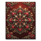 Crimson Gold Floral Medallion Opulence Rug
