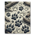Monochrome Woodland Animal Tracks Illustration Rug