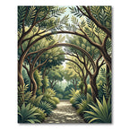Lush Green Forest Canopy Path Rug