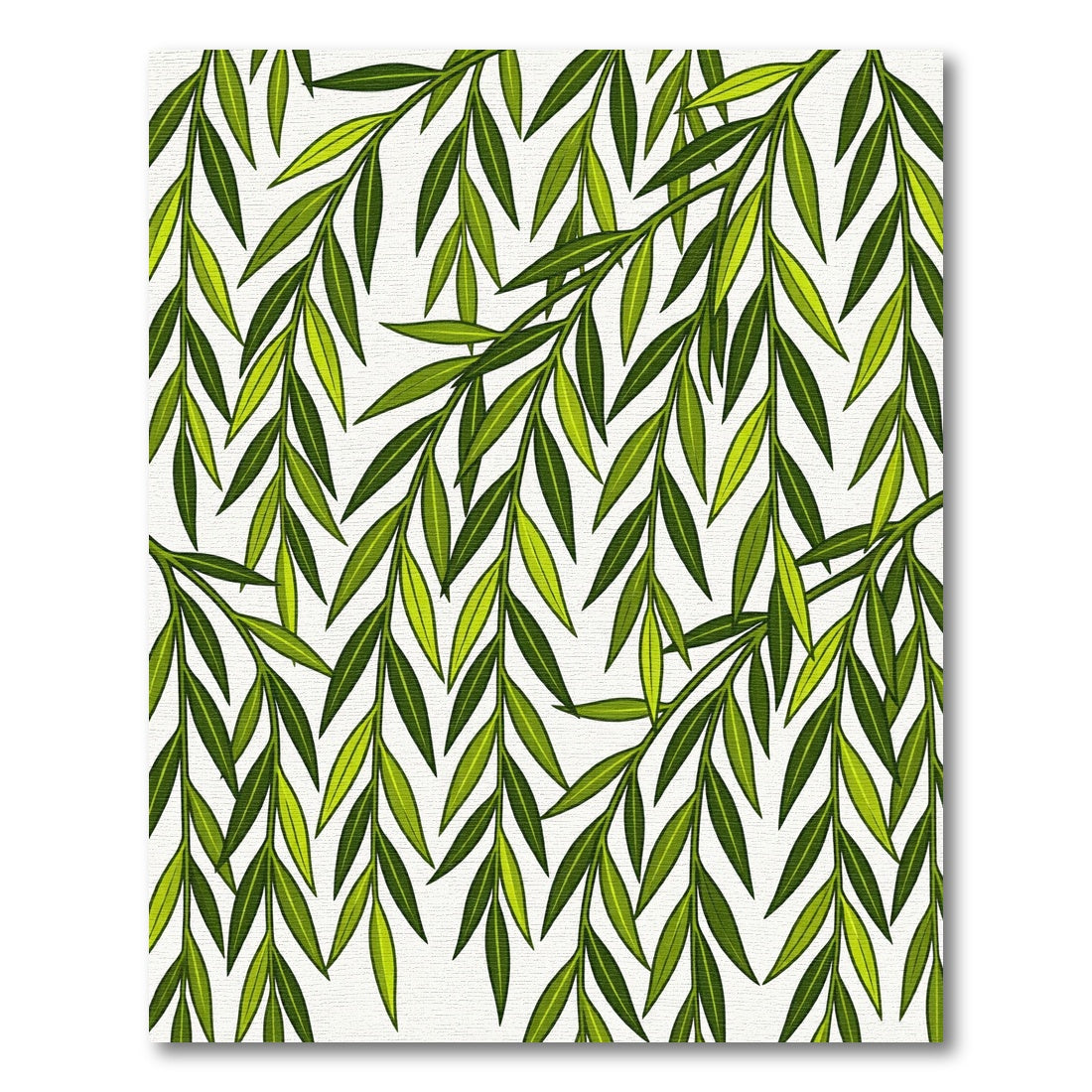 Vibrant Green Leafy Branch Arrangement Rug