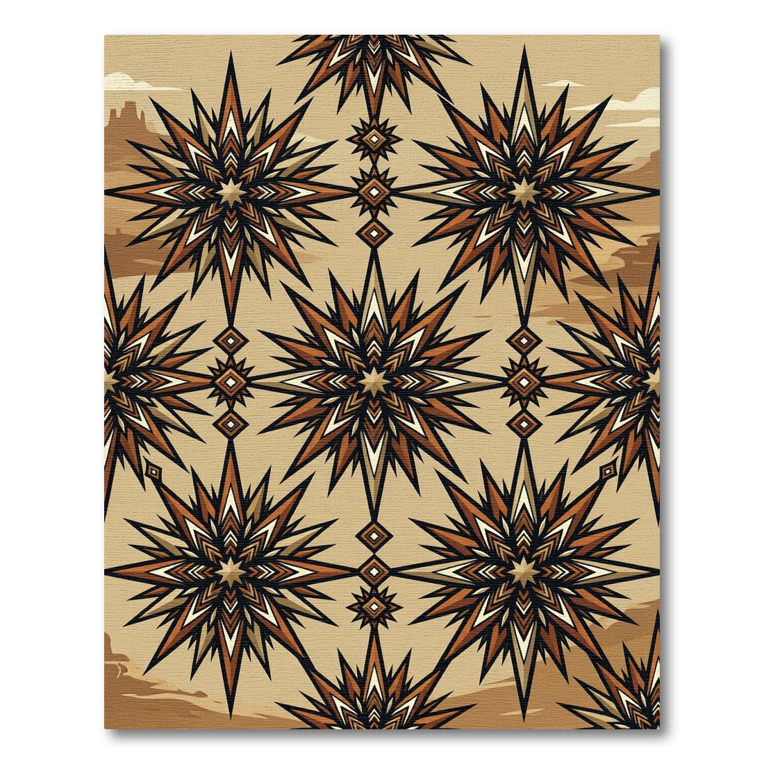 Desert Earth Toned Geometric Starburst Rug
