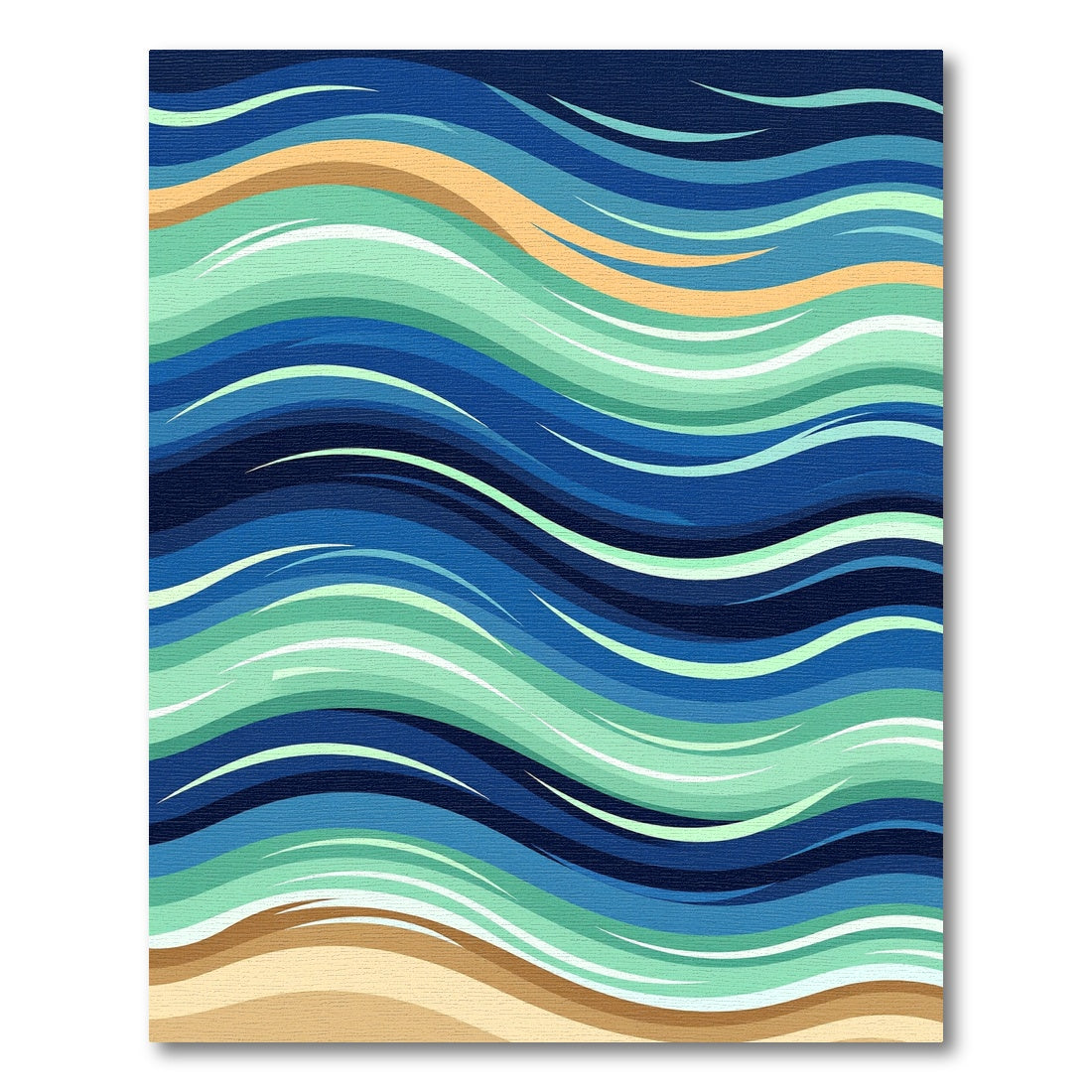 Abstract Blue Sea Wave Area Rug