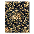 Elegant Gold Floral Paw Damask Rug