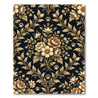 Elegant Gold Floral Paw Damask Rug