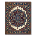 Ornate Navy Crimson Floral Medallion Rug