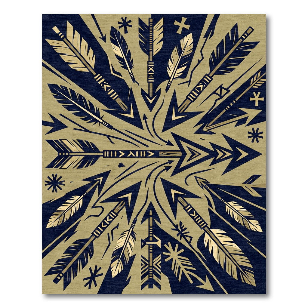 Golden Arrow Radial Minimalist Graphic Rug