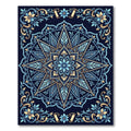 Azure Golden Starburst Floral Mandala Rug