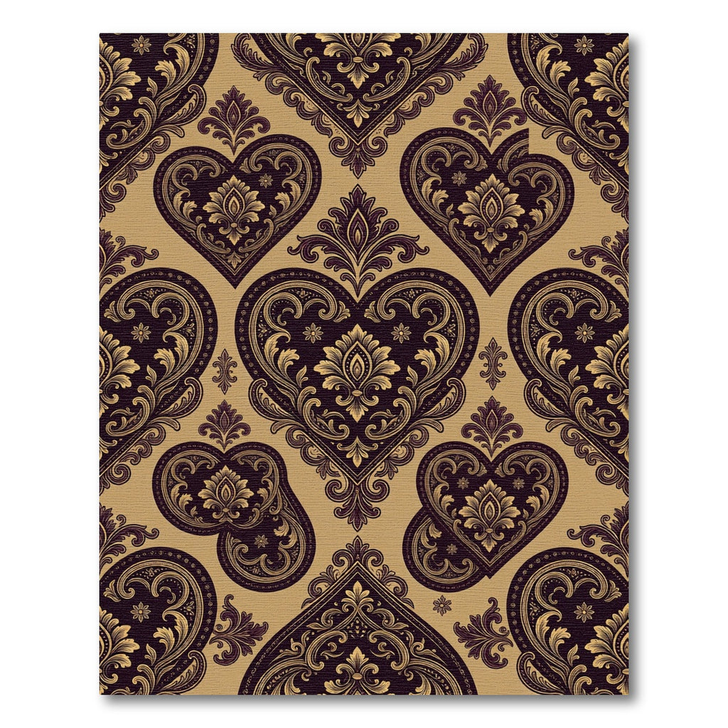 Rich Aubergine Heart Scroll Classic Rug