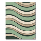 Sage Green Cream Layered Wavy Abstract Rug