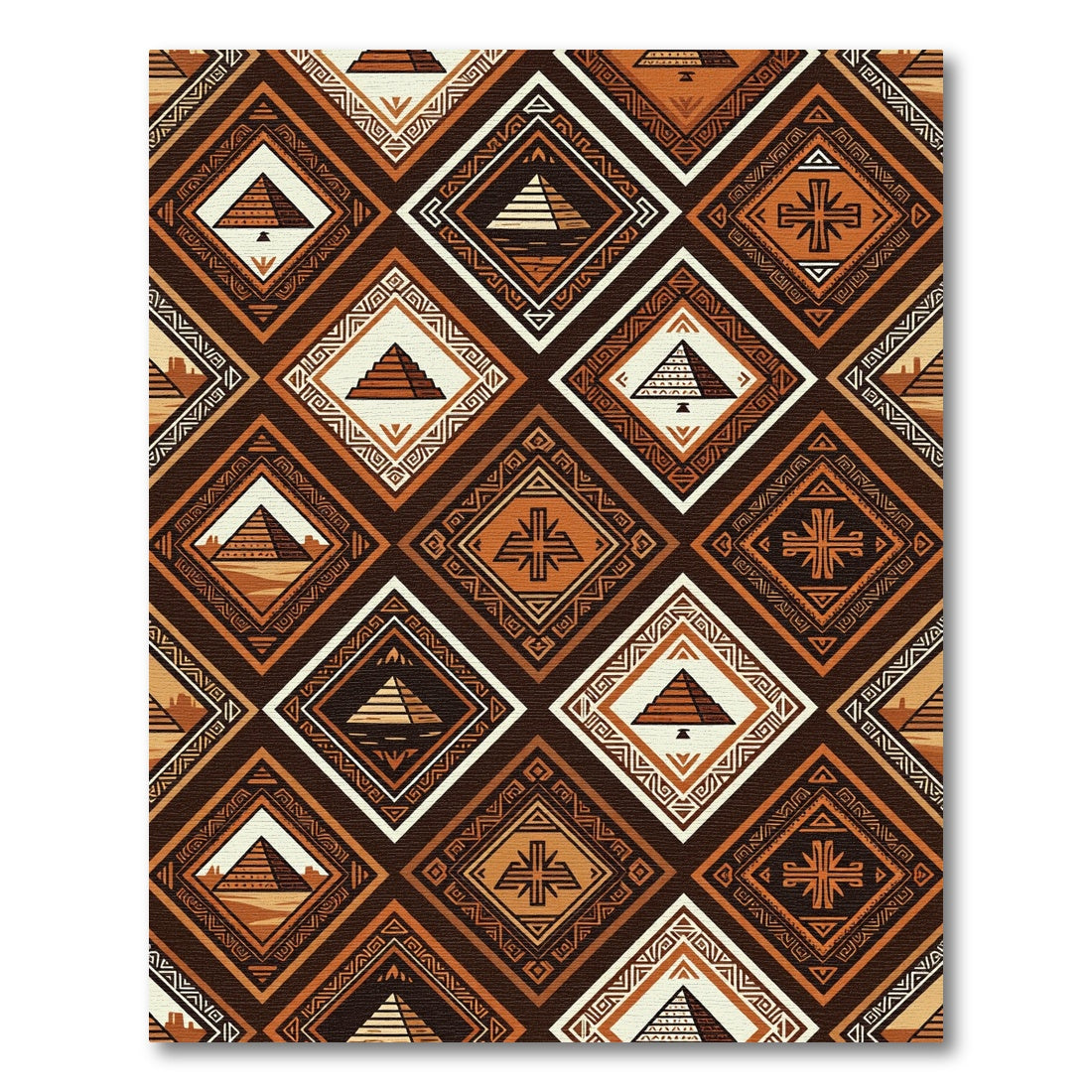 Earthy Tone Pyramid Diamond Layout Rug