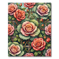 Romantic Peach Rose Cabbage Garden Rug