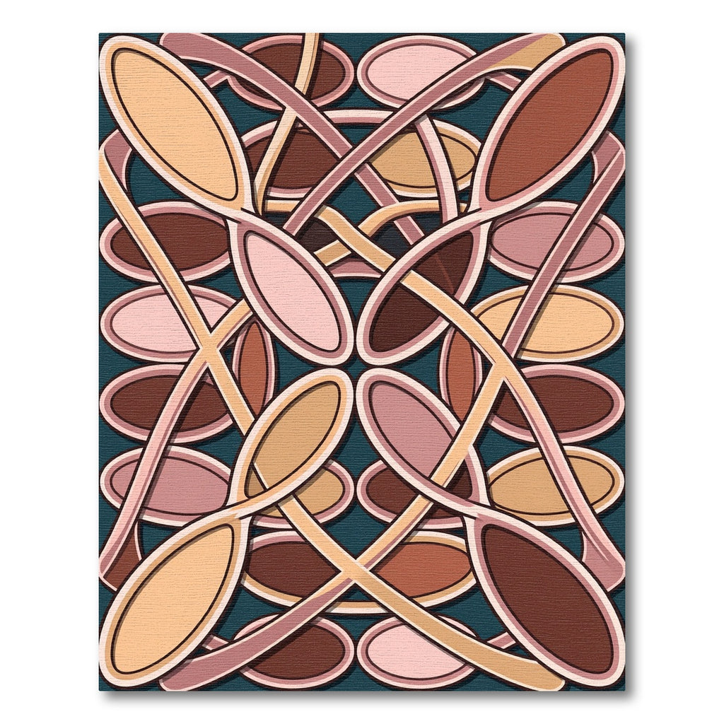 Retro Abstract Interlocking Oval Forms Rug