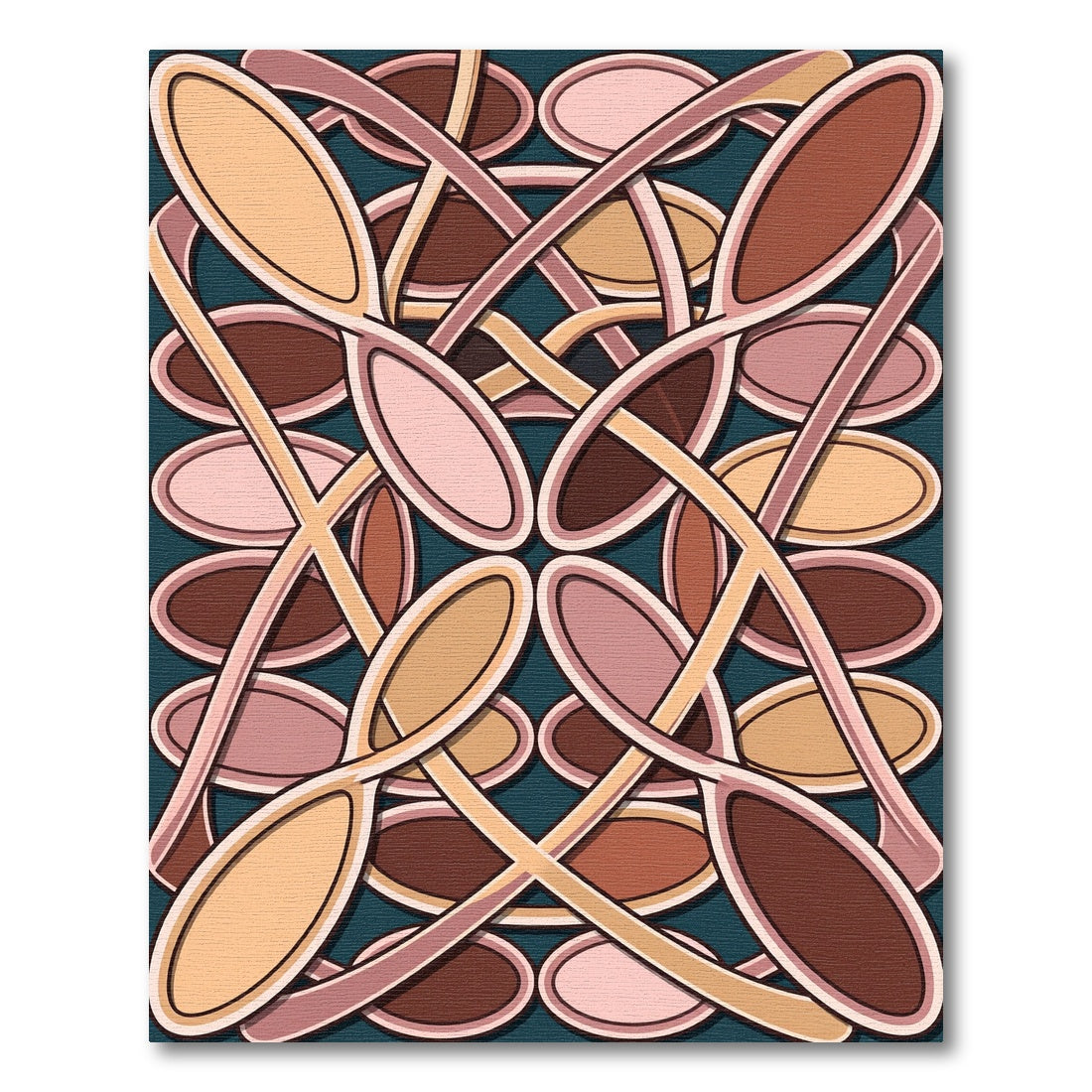 Retro Abstract Interlocking Oval Forms Rug