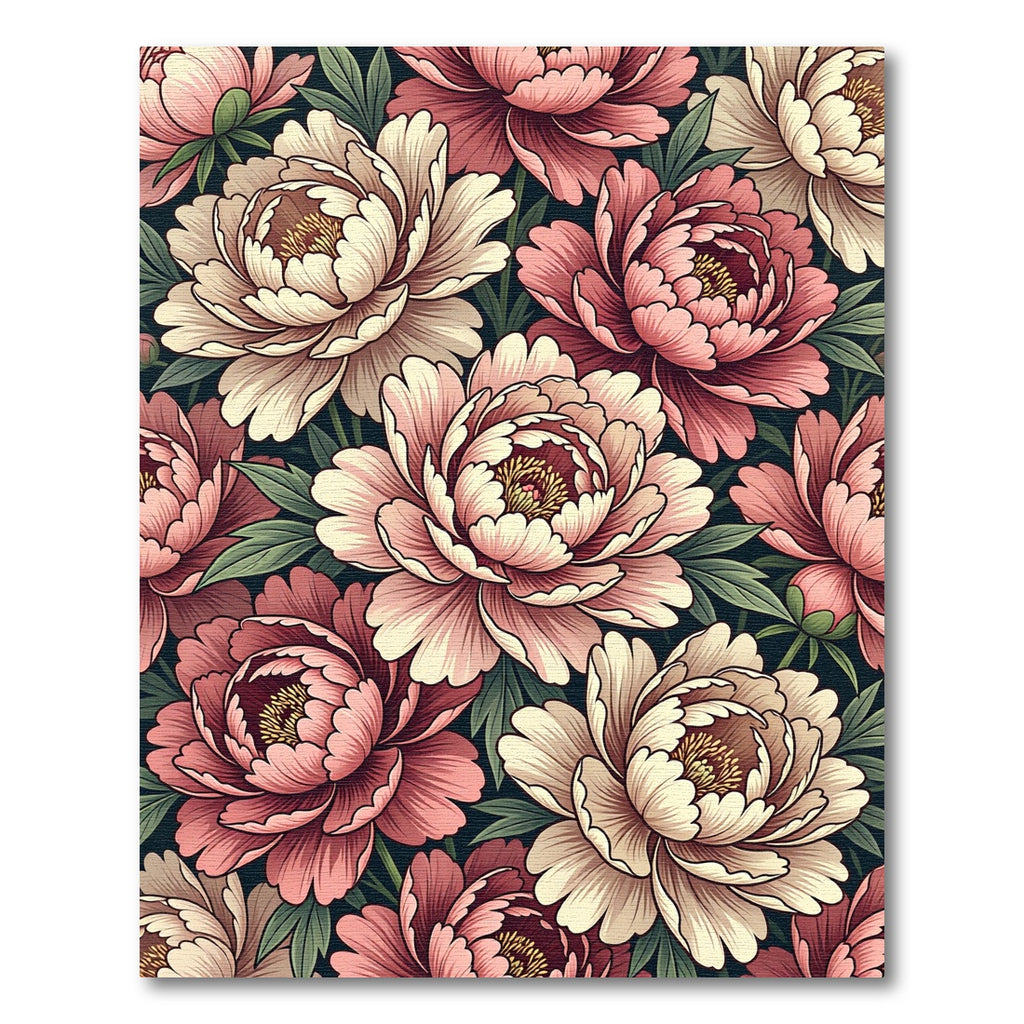 Blushing Peony Garden Botanical Art Rug