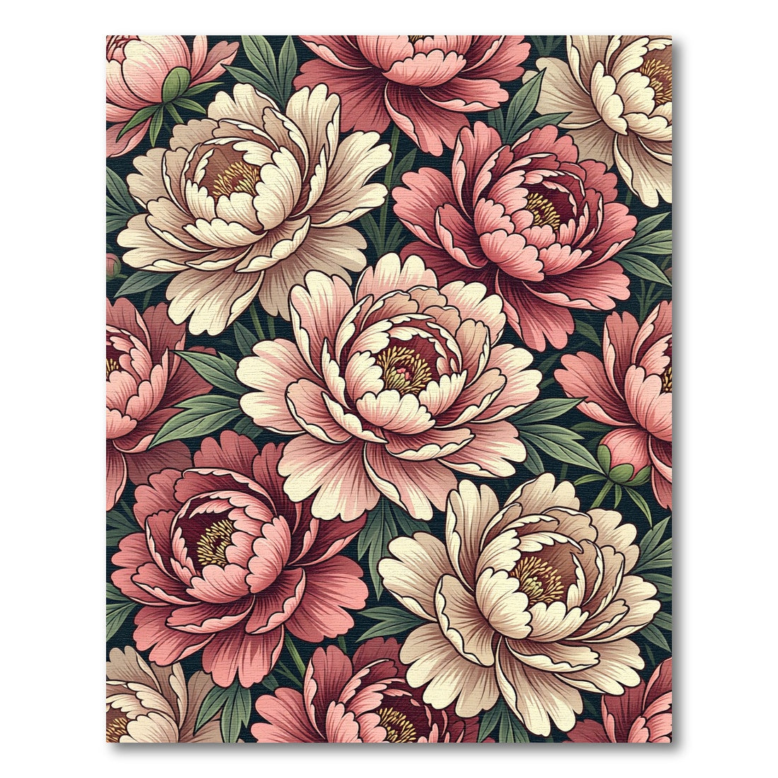 Blushing Peony Garden Botanical Art Rug