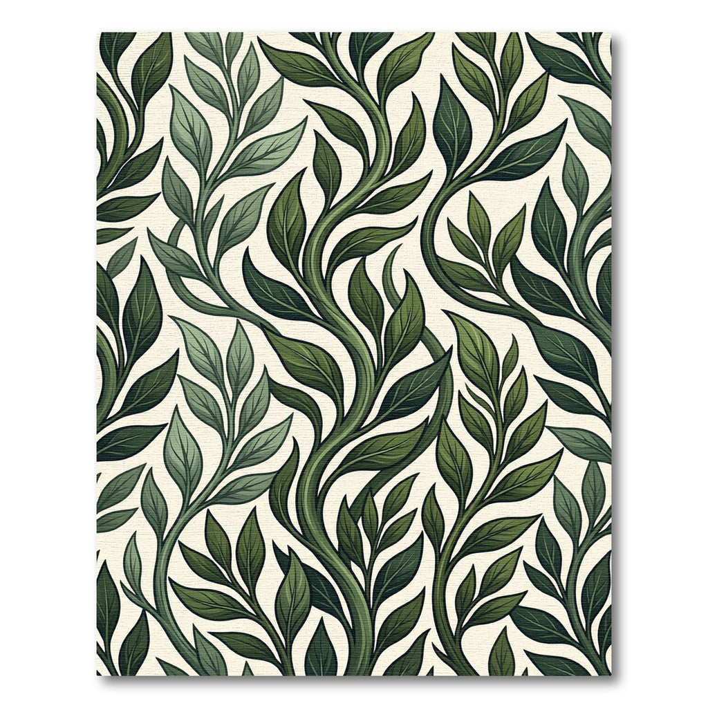 Deep Green Vine Leaf Botanical Rug