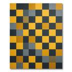 Bold Yellow Gray Checkerboard Squares Rug