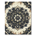 Vintage Black Gold Floral Medallion Rug