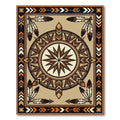 Earthy Feathered Sunburst Geometric Rug