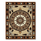 Earthy Feathered Sunburst Geometric Rug