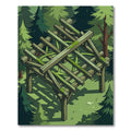Mossy Timber Forest Frame Grid Rug