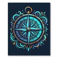 Nautical Blue Compass Rose Swirl Rug