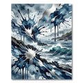 Dynamic Blue Ocean Splash Watercolor Rug