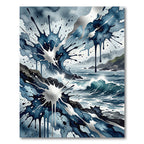 Dynamic Blue Ocean Splash Watercolor Rug