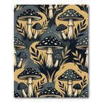 Whimsical Golden Mushroom Forest Botanical Rug