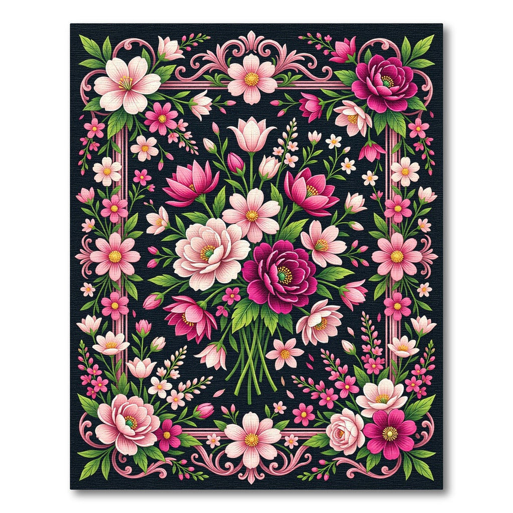 Vibrant Pink Floral Swirl Garden Rug
