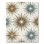 Brown Blue Starburst Mid Century Modern Rug