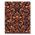 Ornate Amber Scrollwork Floral Rug