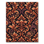 Ornate Amber Scrollwork Floral Rug