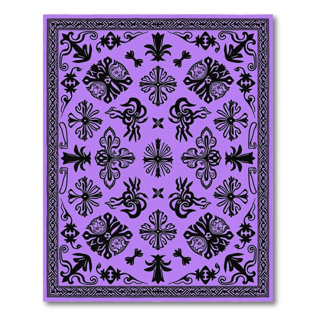 Amethyst Black Floral Filigree Assemblage Rug