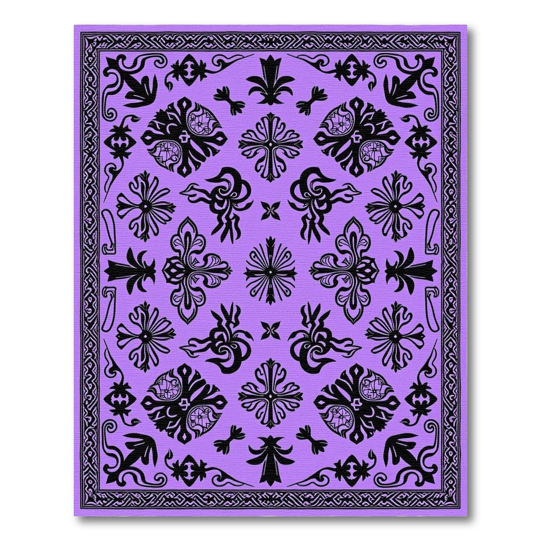 Amethyst Black Floral Filigree Assemblage Rug