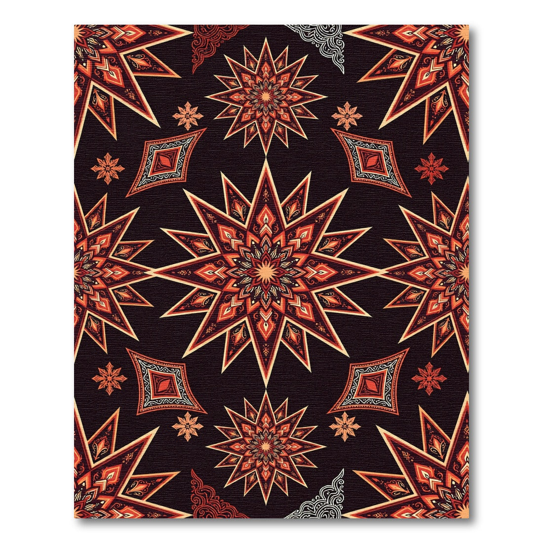 Fiery Orange Star Medallion Rug